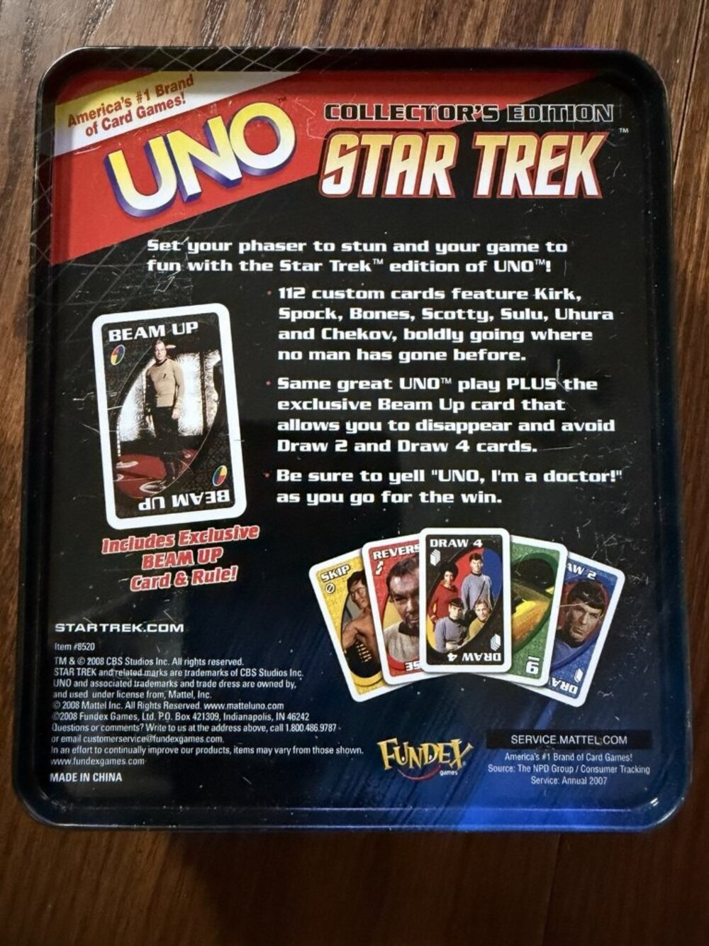 Star Trek Collector's Edition Uno Card Game Tin Fundex Games 112 Cards Complete - Picture 2 of 3